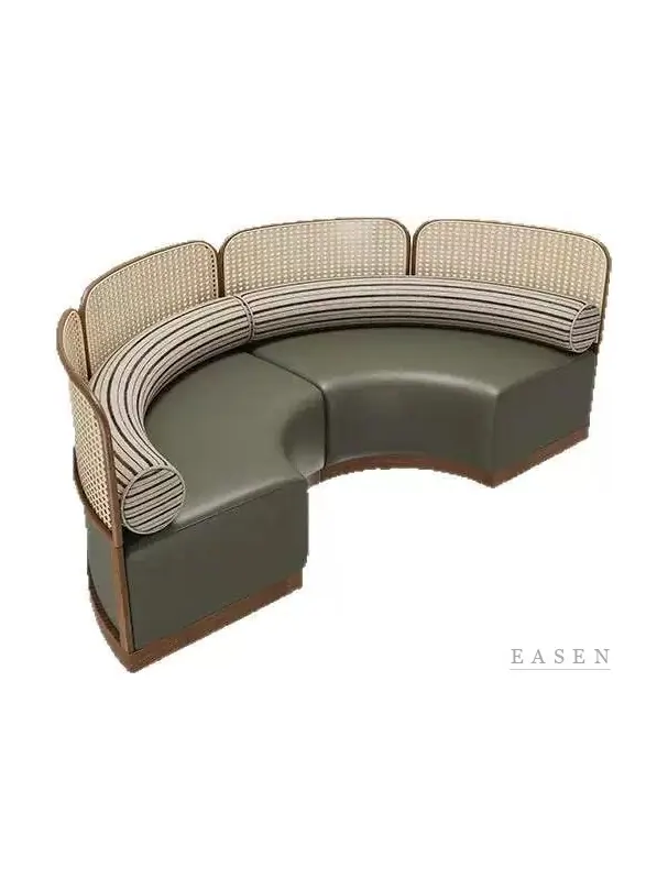 Segmented Cane-Top Green Banquette — Restaurant Booth seating