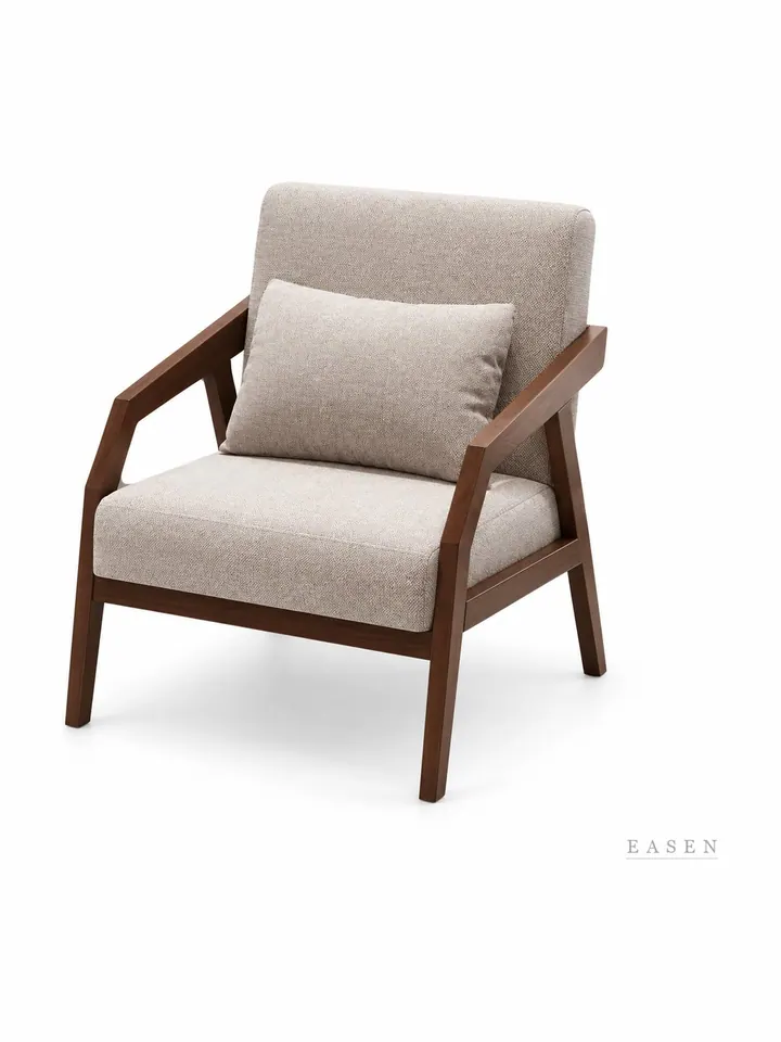 Angled-Arm Beige Armchair — Café Chair