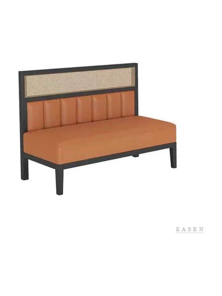 Orange Cane-Panel Steel Booth — Restaurant Booth seating