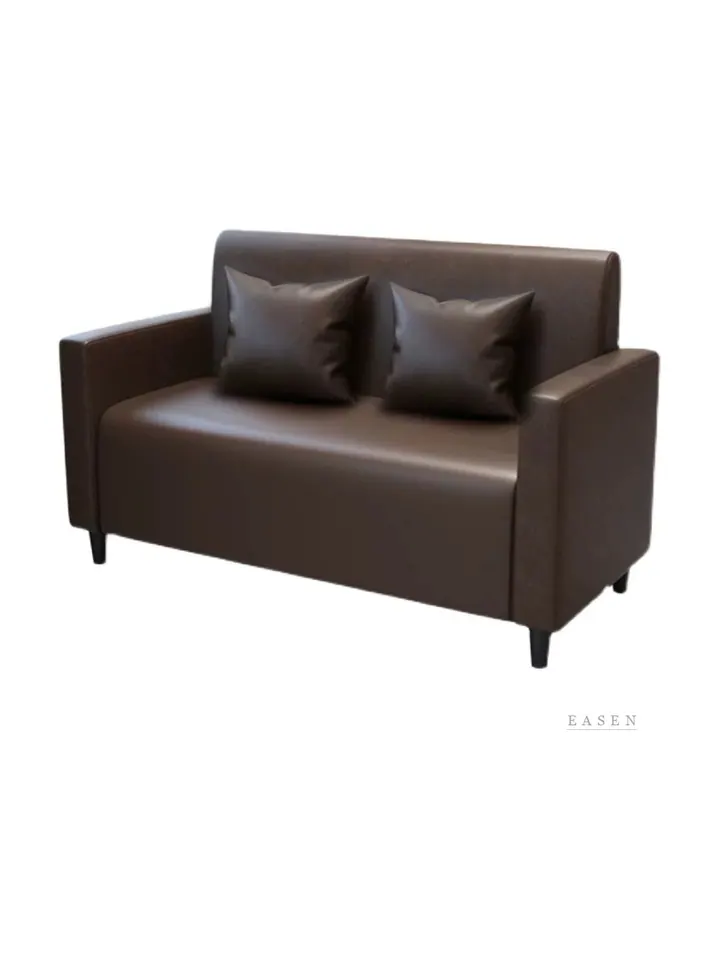 Thick-Arm Brown Leather Sofa — Restaurant Booth seating