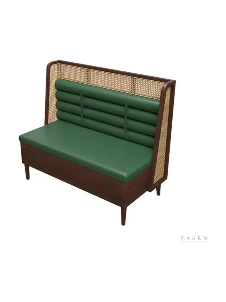 Four-Band Cane-Wrap Green Booth — Restaurant Booth seating