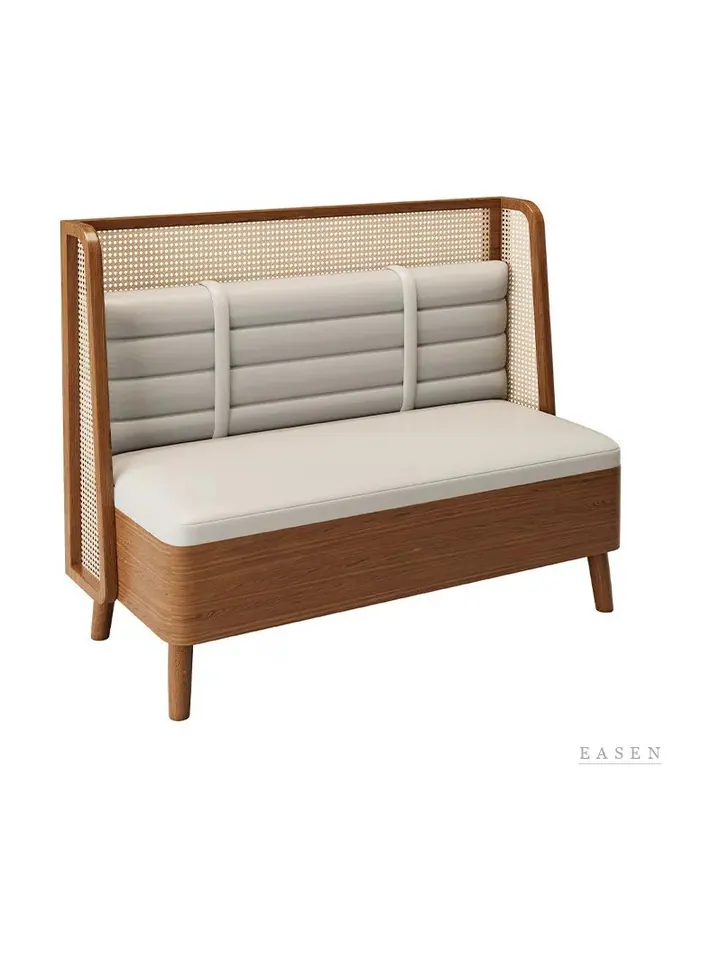 Cane-Wing Grey Horizontal Booth — Restaurant Booth seating