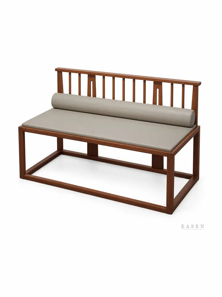Spindle-Rail Grey Bench — Restaurant Chair